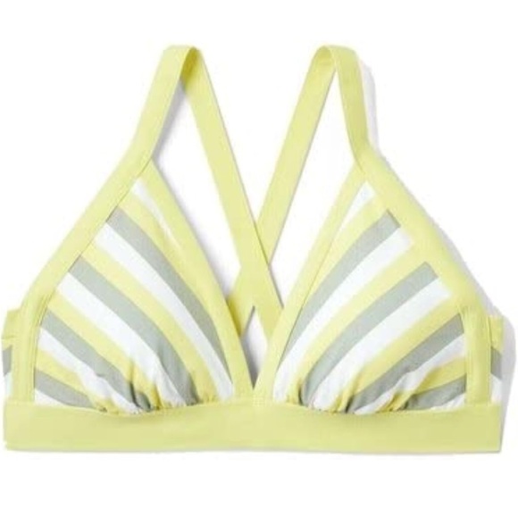 New Large Kona Sol Yellow White Green Triangle Bikini Top - Picture 2 of 11